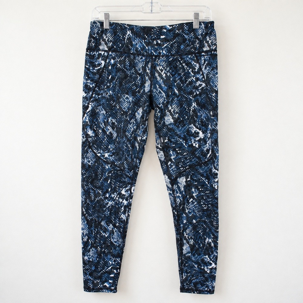 Sweaty Betty Zero Gravity Run Leggings Blue Snakeskin Python Print Women Size M